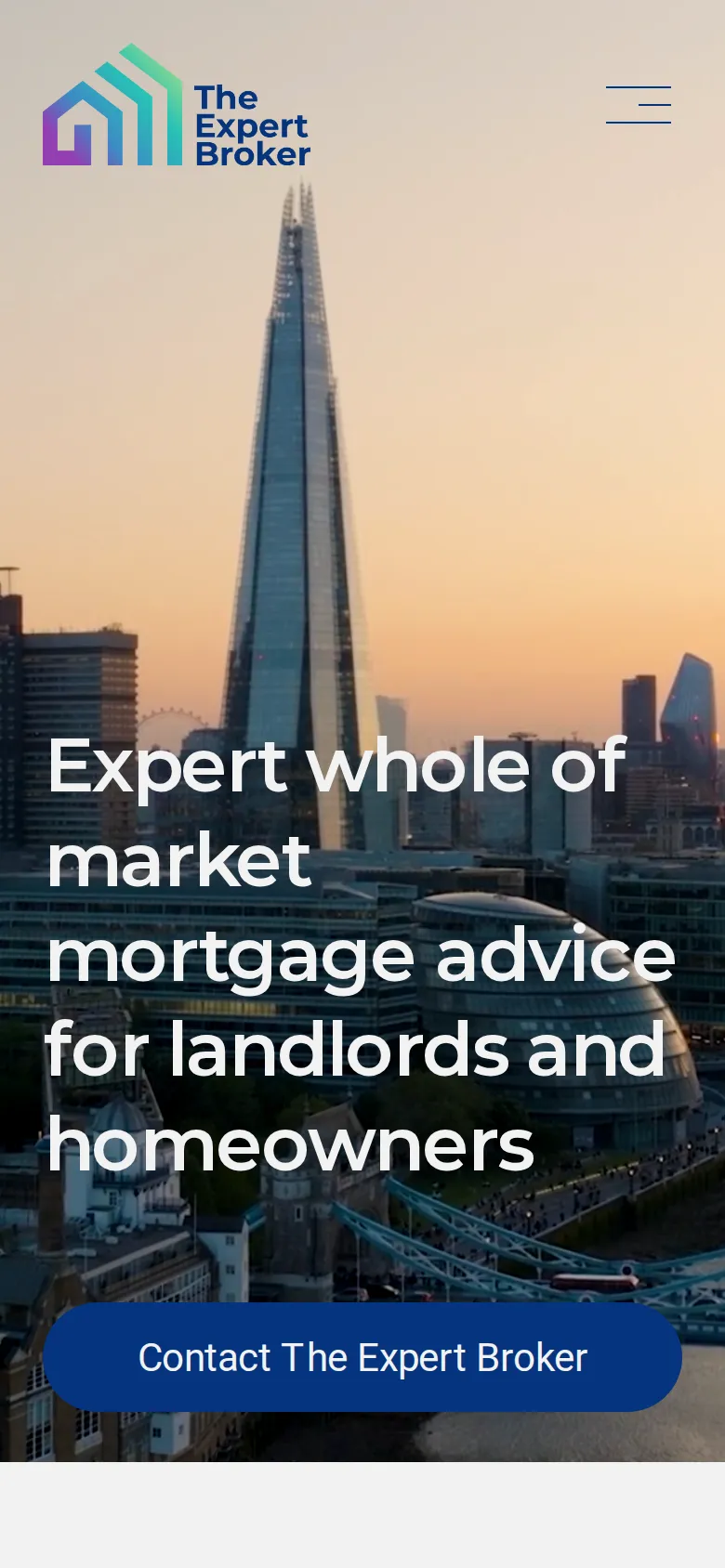 The Expert Broker homepage on a phone before the rebuild