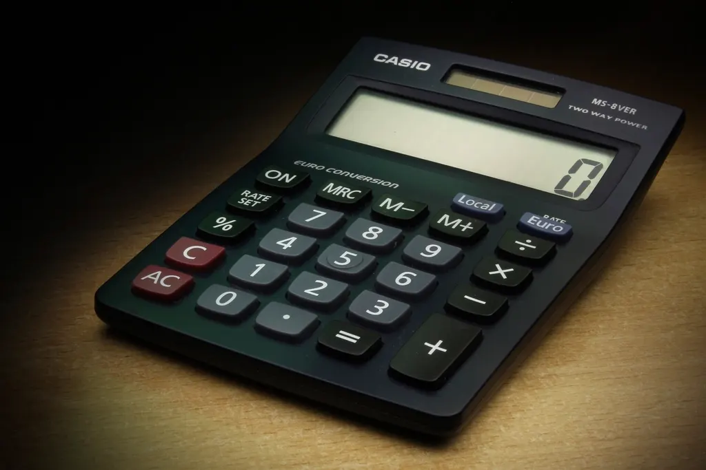 Website cost worked out on a desk calculator