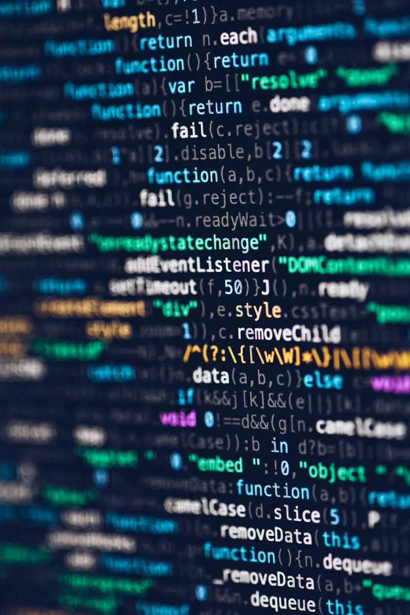 WordPress plugins are made of code like this JavaScript shown close up on a screen